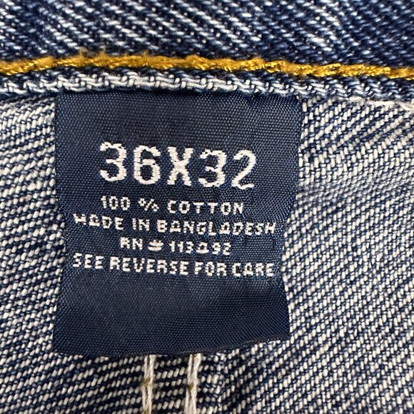 Full Blue Mens Jeans 36X32 100% Cotton Denim Classic Straight Leg Dark Wash - Picture 3 of 5